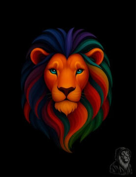 Vibrant Lion Portrait with Colorful Mane